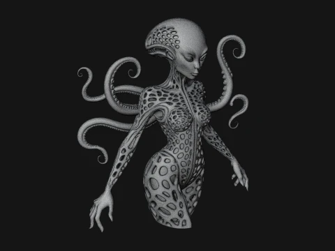 Tentacle Alien Statue Design 1 - 3D Print Model 3D Print Model