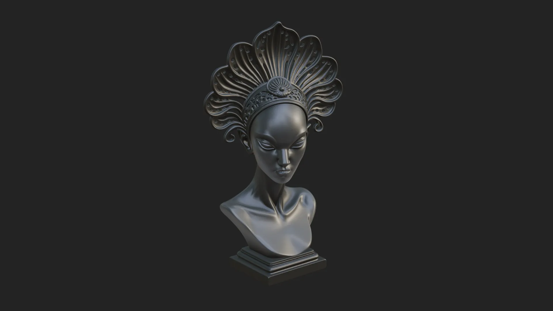 Shell Crown Woman Bust Statue Design 6 - 3D Print Model 3D Print Model .c4d .max .obj .3ds .fbx .stl .blend 