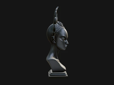 Shell Crown Woman Bust Statue Design 6 - 3D Print Model 3D Print Model