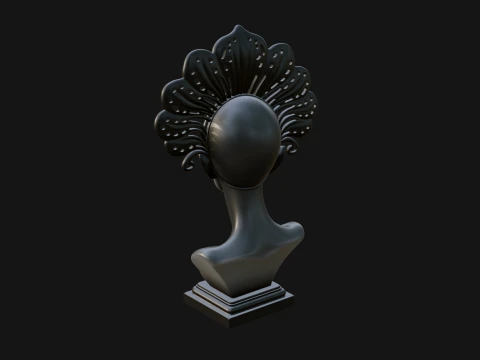 Shell Crown Woman Bust Statue Design 6 - 3D Print Model 3D Print Model