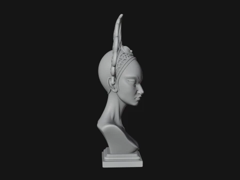 Shell Crown Woman Bust Statue Design 6 - 3D Print Model 3D Print Model