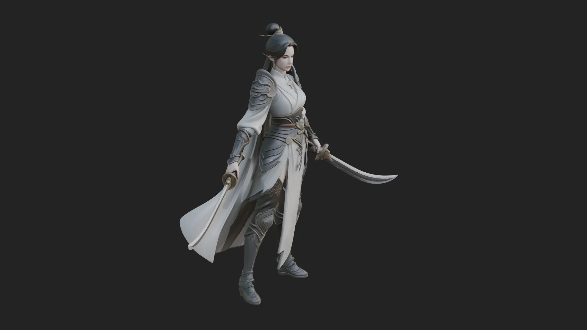 Chinese Swordswoman Statue Design 3 - 3D Print Model 3D Print Model .c4d .max .obj .3ds .fbx .stl .blend 