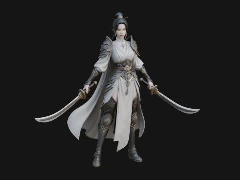 Chinese Swordswoman Statue Design 3 - 3D Print Model 3D Print Model