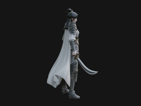 Chinese Swordswoman Statue Design 3 - 3D Print Model 3D Print Model