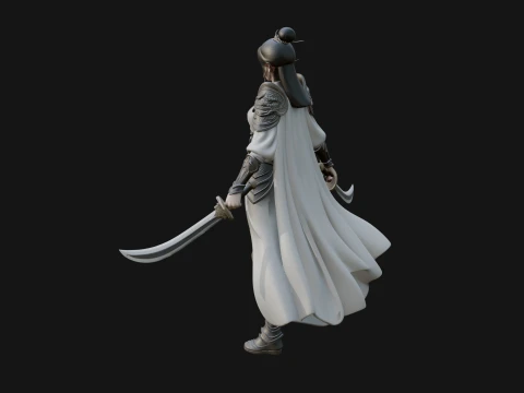 Chinese Swordswoman Statue Design 3 - 3D Print Model 3D Print Model