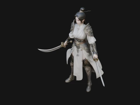 Chinese Swordswoman Statue Design 3 - 3D Print Model 3D Print Model