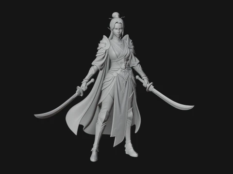 Chinese Swordswoman Statue Design 3 - 3D Print Model 3D Print Model