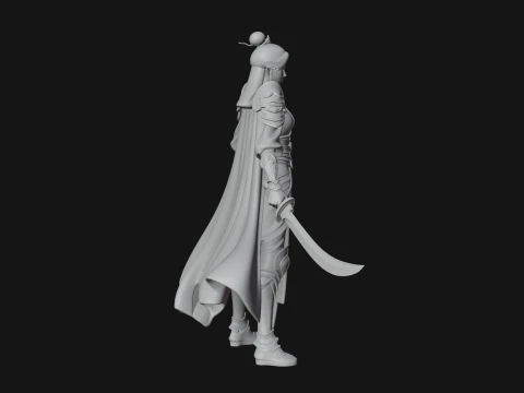 Chinese Swordswoman Statue Design 3 - 3D Print Model 3D Print Model