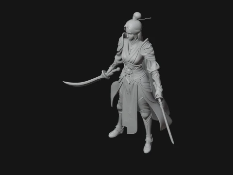 Chinese Swordswoman Statue Design 3 - 3D Print Model 3D Print Model