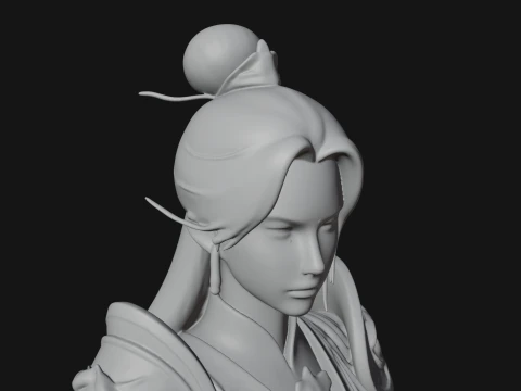 Chinese Swordswoman Statue Design 3 - 3D Print Model 3D Print Model