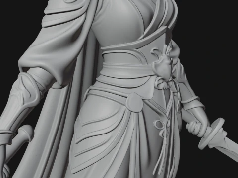 Chinese Swordswoman Statue Design 3 - 3D Print Model 3D Print Model