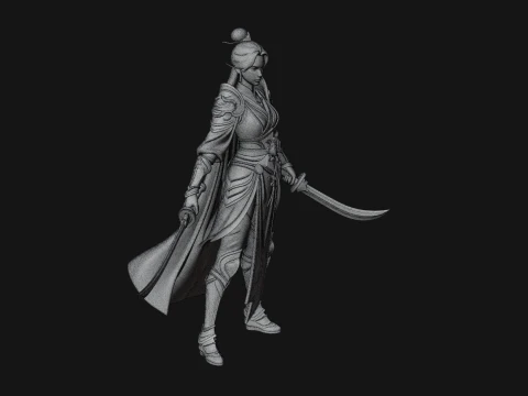 Chinese Swordswoman Statue Design 3 - 3D Print Model 3D Print Model