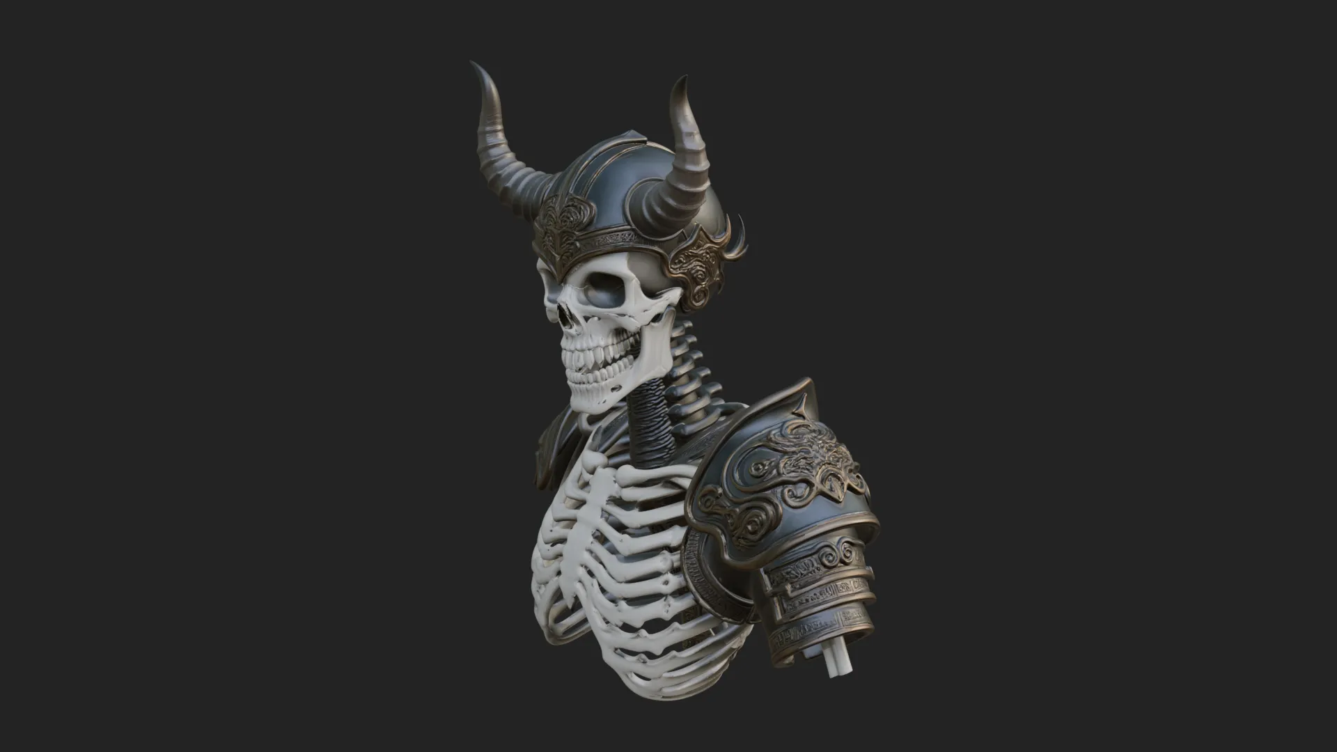 Horned Helm Skeleton Bust Statue Design 2 - 3D Print Model 3D Print Model .c4d .max .obj .3ds .fbx .stl .blend 