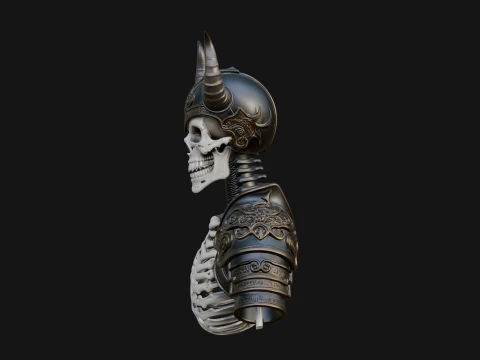 Horned Helm Skeleton Bust Statue Design 2 - 3D Print Model 3D Print Model