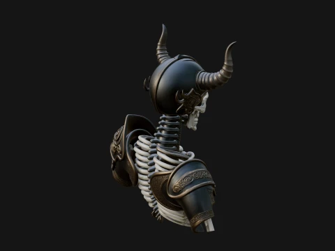 Horned Helm Skeleton Bust Statue Design 2 - 3D Print Model 3D Print Model