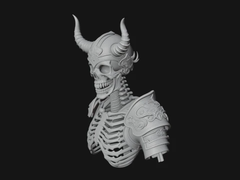 Horned Helm Skeleton Bust Statue Design 2 - 3D Print Model 3D Print Model