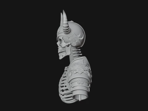 Horned Helm Skeleton Bust Statue Design 2 - 3D Print Model 3D Print Model