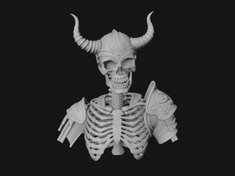 Horned Helm Skeleton Bust Statue Design 2 - 3D Print Model 3D Print Model