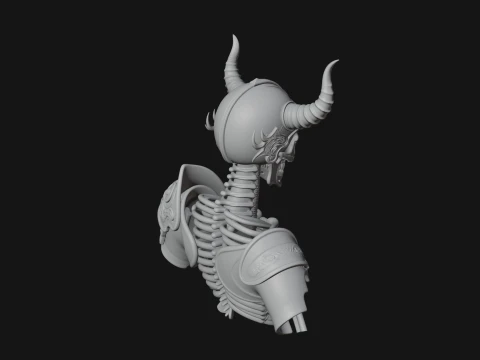 Horned Helm Skeleton Bust Statue Design 2 - 3D Print Model 3D Print Model