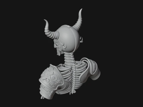 Horned Helm Skeleton Bust Statue Design 2 - 3D Print Model 3D Print Model