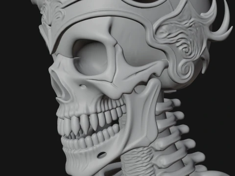 Horned Helm Skeleton Bust Statue Design 2 - 3D Print Model 3D Print Model