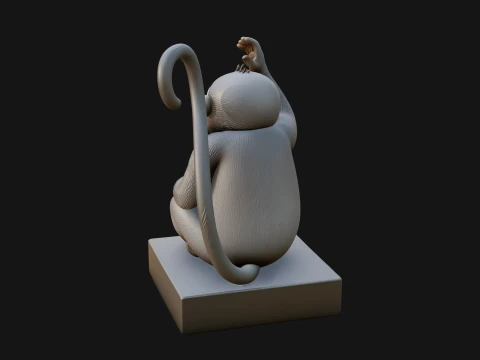 Monkey on Pedestal Statue Design 3 - 3D Print Model 3D Print Model