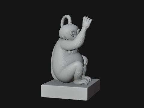 Monkey on Pedestal Statue Design 3 - 3D Print Model 3D Print Model
