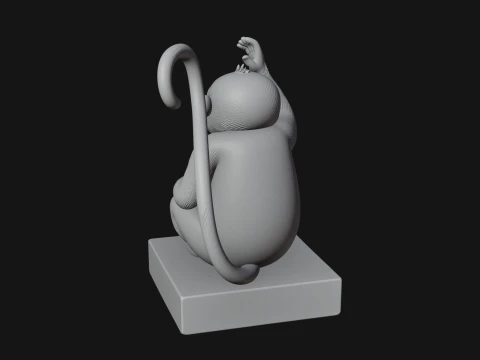 Monkey on Pedestal Statue Design 3 - 3D Print Model 3D Print Model