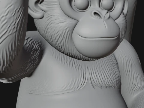Monkey on Pedestal Statue Design 3 - 3D Print Model 3D Print Model