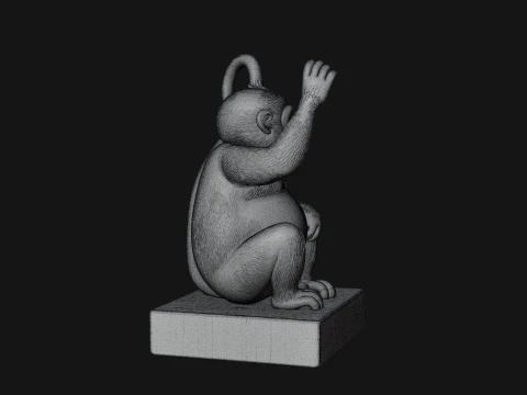 Monkey on Pedestal Statue Design 3 - 3D Print Model 3D Print Model