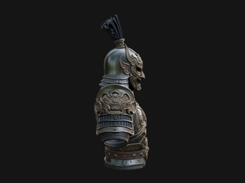 Ornate Asian Armor Bust Statue Design 3 - 3D Print Model 3D Print Model