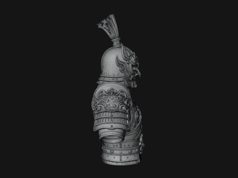 Ornate Asian Armor Bust Statue Design 3 - 3D Print Model 3D Print Model