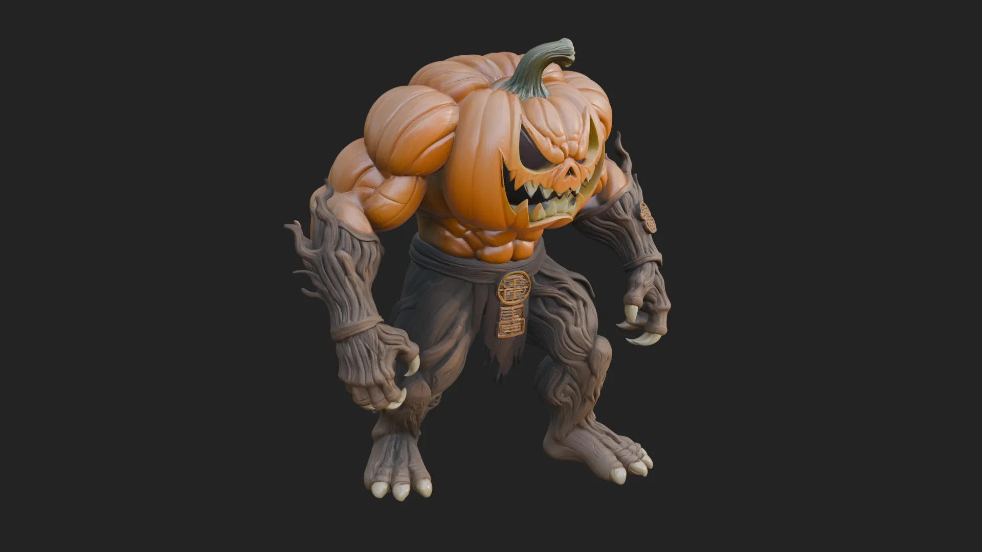 Pumpkin Tree Creature Statue Design 2 - 3D Print Model 3D Print Model .c4d .max .obj .3ds .fbx .stl .blend 