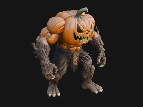 Pumpkin Tree Creature Statue Design 2 - 3D Print Model Modelo de impresión 3D
