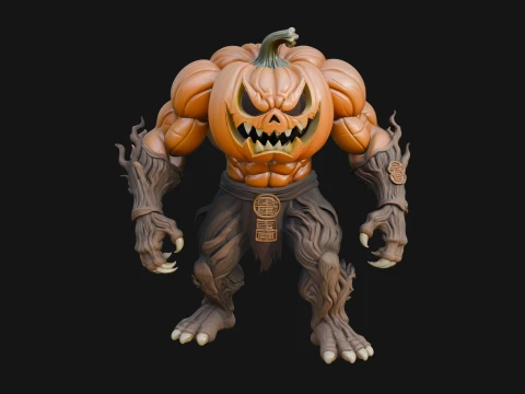 Pumpkin Tree Creature Statue Design 2 - 3D Print Model 3D Print Model