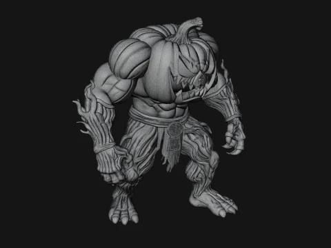 Pumpkin Tree Creature Statue Design 2 - 3D Print Model 3D Print Model