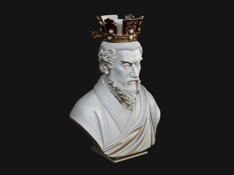 Crowned Philosopher Bust Statue Design 3 - 3D Print Model 3D Print Model