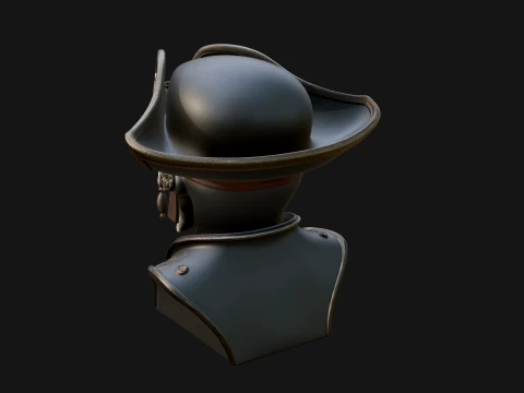 Pirate Skull in Tricorn Bust Statue Design 2 - 3D Print Model 3D Print Model