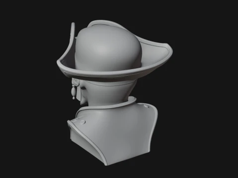 Pirate Skull in Tricorn Bust Statue Design 2 - 3D Print Model 3D Print Model