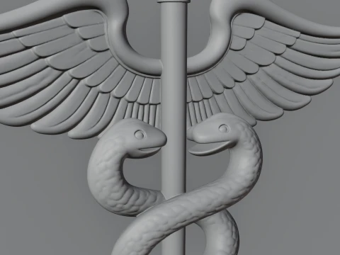 Caduceus Medical Wall Plaque Design 4 - 3D Print Model 3D Print Model