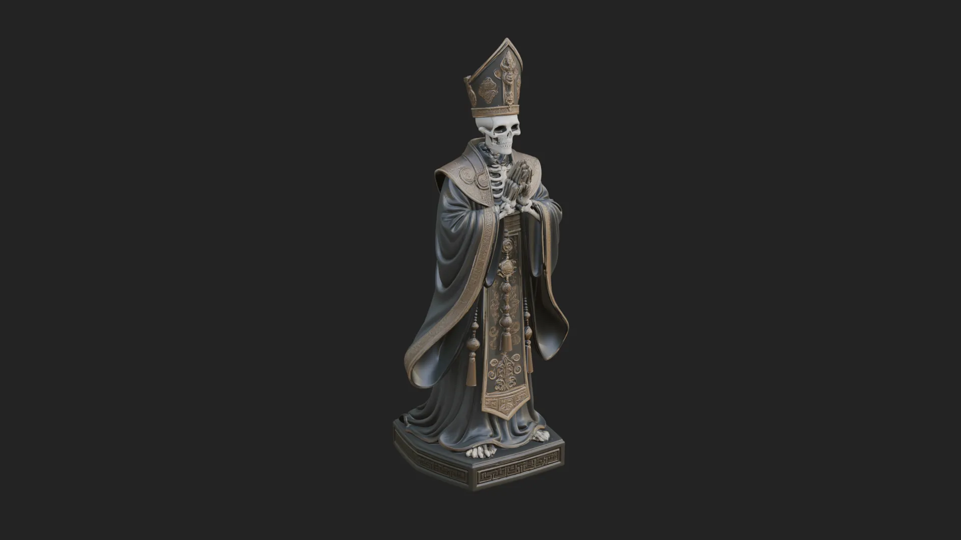 Skeleton Bishop Statue Design 3 - 3D Print Model 3D Print Model .c4d .max .obj .3ds .fbx .stl .blend 
