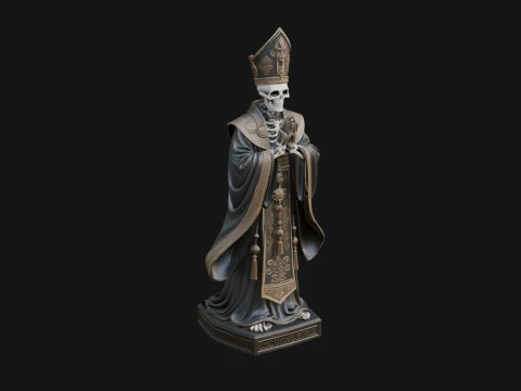 Skeleton Bishop Statue Design 3 - 3D Print Model 3D Print Model