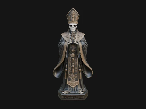 Skeleton Bishop Statue Design 3 - 3D Print Model 3D Print Model