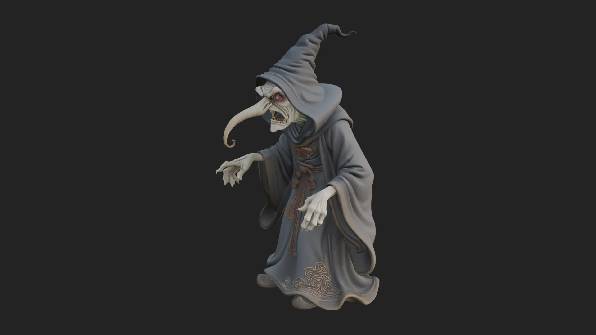Hunched Hag Sorcerer Statue Design 1 - 3D Print Model 3D Print Model .c4d .max .obj .3ds .fbx .stl .blend 
