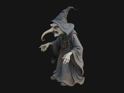 Hunched Hag Sorcerer Statue Design 1 - 3D Print Model 3D Print Model