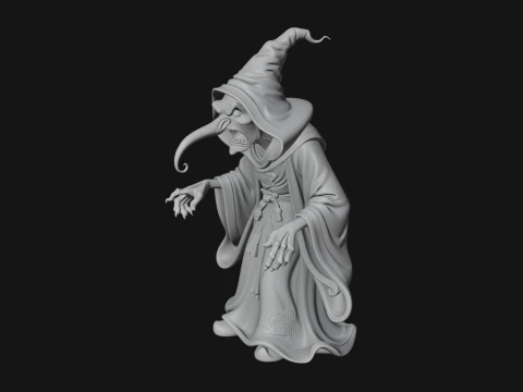 Hunched Hag Sorcerer Statue Design 1 - 3D Print Model 3D Print Model