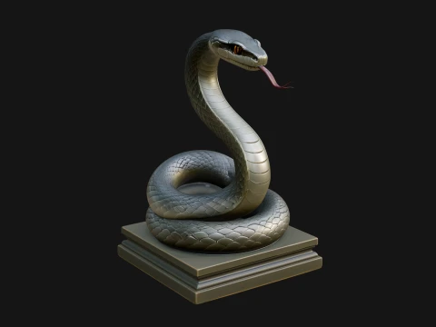 Cobra on Pedestal Statue Design 3 - 3D Print Model 3D Print Model