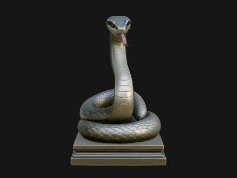 Cobra on Pedestal Statue Design 3 - 3D Print Model 3D Print Model