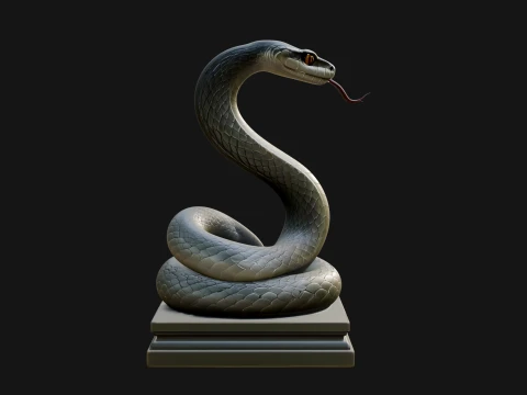 Cobra on Pedestal Statue Design 3 - 3D Print Model 3D Print Model