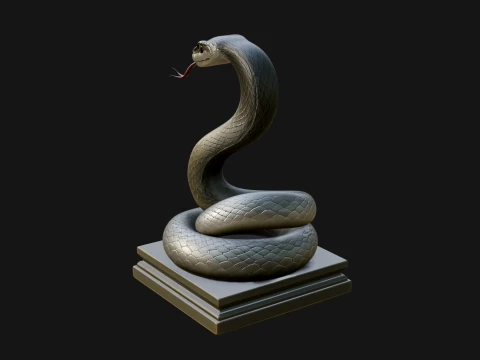 Cobra on Pedestal Statue Design 3 - 3D Print Model 3D Print Model